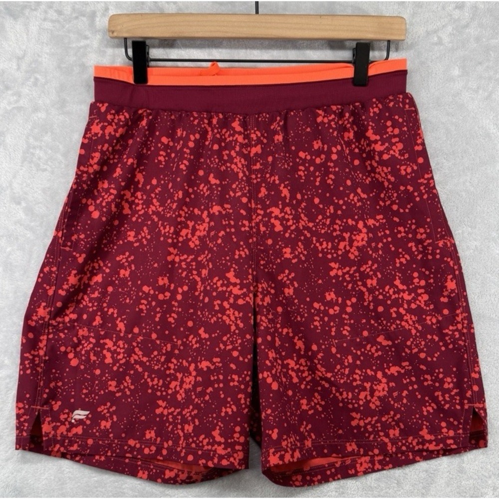 Fabletics The Fundamental Short II Lined 7" Crimson Red Spritz Shorts Men's‎ M